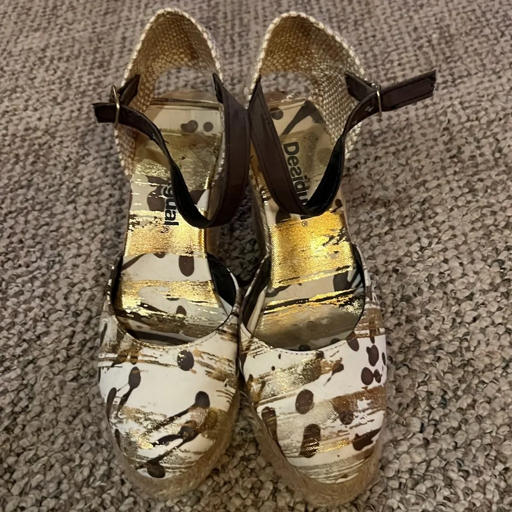 Gold Desigual Espadrille platform wedges - Picture 2 of 4